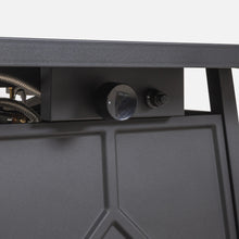 Load image into Gallery viewer, 28 Inch Square Patio Black Metal Base 40000 BTU Firepit Table with Gray Tabletop (Rain Cover Included)