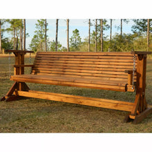 Load image into Gallery viewer, 8ft Cedar Rollback Chain Glider Swing, Cedar Wood Porch Swing, Outdoor Bench, OVERSIZED Swing