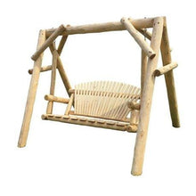 Load image into Gallery viewer, White Cedar Log Rustic Porch Swing with A- Frame 2 Sizes