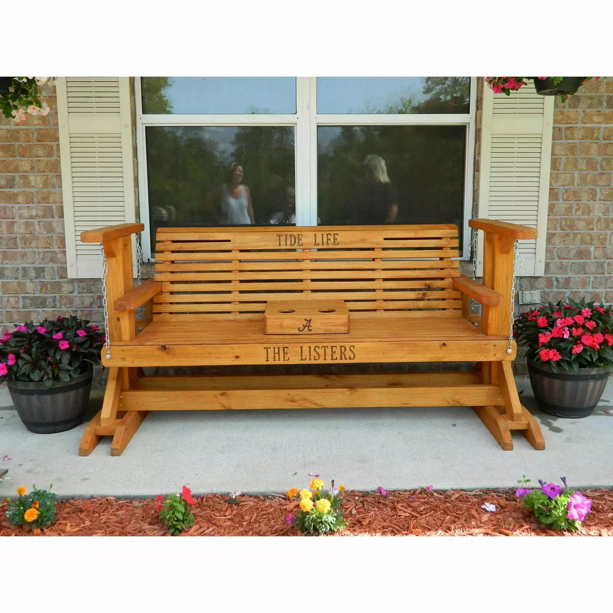 4ft Classic Pine Porch Chain Glider Swing with Stand Memorial Bench Float In Air