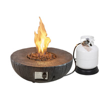 Load image into Gallery viewer, Faux Stone 28'' Ore Black Powder 30,000 BTU Exterior Propane Fire Pit with Cover and Lava Rocks
