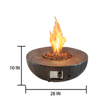 Load image into Gallery viewer, Faux Stone 28'' Ore Black Powder 30,000 BTU Exterior Propane Fire Pit with Cover and Lava Rocks
