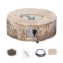 Load image into Gallery viewer, Faux Stone 28'' Ore Brown Powder 30,000 BTU Exterior Propane Fire Pit with Cover and Lava Rocks