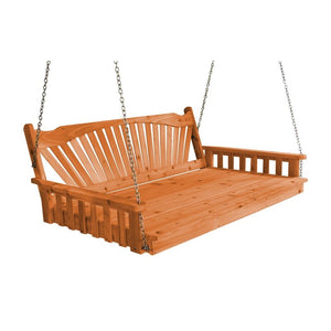 6' Cedar Fanback Porch Swing Bed