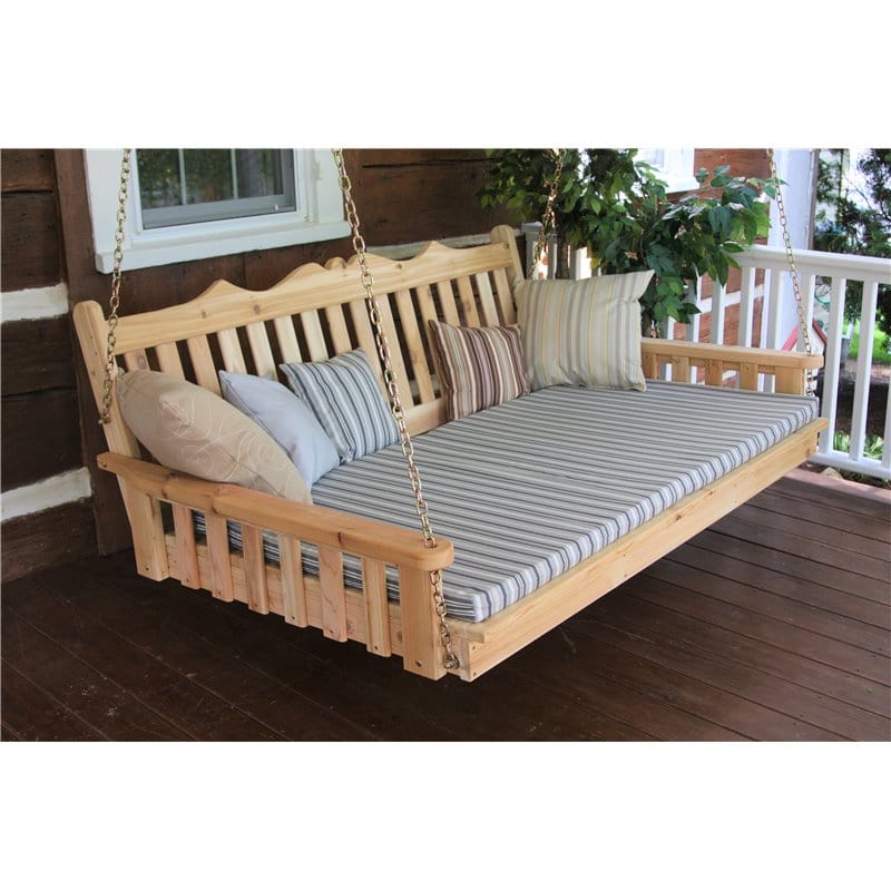 6' Cedar Royal English Garden Swing Bed, Unfinished, Painted or Stained