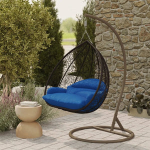 Recluse Modern Outdoor Egg Swing Chair Brown Frame in Teardrop Design with ES57 Cushion