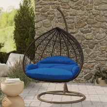 Load image into Gallery viewer, Recluse Modern Outdoor Egg Swing Chair Brown Frame in Teardrop Design with ES57 Cushion