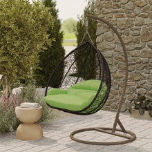 Load image into Gallery viewer, Recluse Modern Outdoor Egg Swing Chair Brown Frame in Teardrop Design with ES57 Cushion