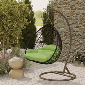 Recluse Modern Outdoor Egg Swing Chair Brown Frame in Teardrop Design with ES57 Cushion