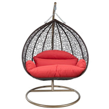Load image into Gallery viewer, Recluse Modern Outdoor Egg Swing Chair Brown Frame in Teardrop Design with ES57 Cushion