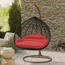 Load image into Gallery viewer, Recluse Modern Outdoor Egg Swing Chair Brown Frame in Teardrop Design with ES57 Cushion