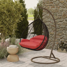 Load image into Gallery viewer, Recluse Modern Outdoor Egg Swing Chair Brown Frame in Teardrop Design with ES57 Cushion