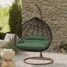 Load image into Gallery viewer, Recluse Modern Outdoor Egg Swing Chair Brown Frame in Teardrop Design with ES57 Cushion