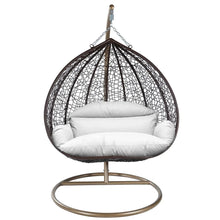 Load image into Gallery viewer, Recluse Modern Outdoor Egg Swing Chair Brown Frame in Teardrop Design with ES57 Cushion