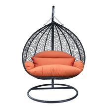 Load image into Gallery viewer, Recluse Two-Person Seater Hanging Egg Swing Chair with Teardrop Design Black Frame