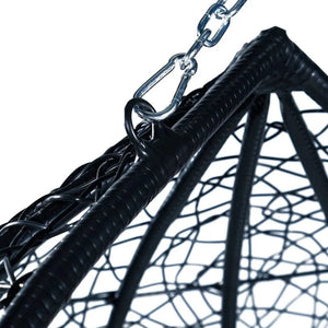 Recluse Two-Person Seater Hanging Egg Swing Chair with Teardrop Design Black Frame