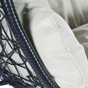 Recluse Two-Person Seater Hanging Egg Swing Chair with Teardrop Design Black Frame