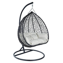 Load image into Gallery viewer, Recluse Two-Person Seater Hanging Egg Swing Chair with Teardrop Design Black Frame