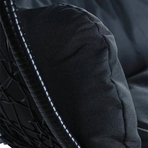 Recluse Two-Person Seater Hanging Egg Swing Chair with Teardrop Design Black Frame