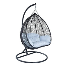 Load image into Gallery viewer, Recluse Two-Person Seater Hanging Egg Swing Chair with Teardrop Design Black Frame