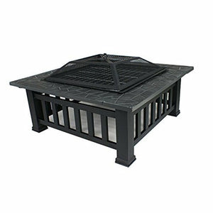 32 Inch Metal Portable Courtyard Fire Pit with Heating and Cooking Accessories