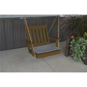 2' Traditional English Chair, Single Seat Porch Swing Pine Wood, Colored or Stained