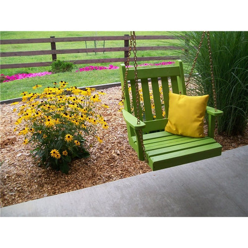 2' Traditional English Chair, Single Seat Porch Swing Pine Wood, Colored or Stained