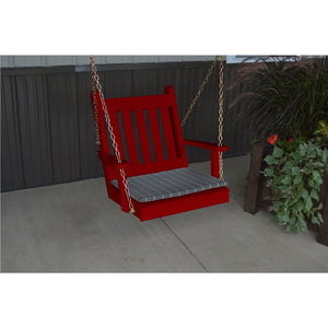 2' Traditional English Chair, Single Seat Porch Swing Pine Wood, Colored or Stained