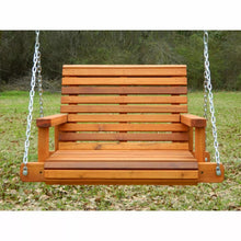 Load image into Gallery viewer, 2ft Cedar or Pine Porch Swing, Swing Chair, Patio Chair Swing, Tree Swing, Hanging Chair with Option to Personalize