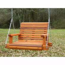 Load image into Gallery viewer, 2ft Cedar or Pine Porch Swing, Swing Chair, Patio Chair Swing, Tree Swing, Hanging Chair with Option to Personalize