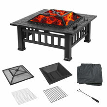 Load image into Gallery viewer, 32 Inch Metal Portable Courtyard Fire Pit with Heating and Cooking Accessories