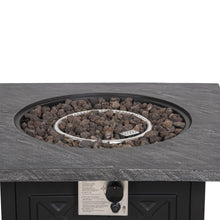 Load image into Gallery viewer, 32 Inch Square Patio Black Metal Base 50000 BTU Firepit Table (Rain Cover Included)