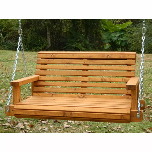 3ft Cedar or Pine Rollback Porch Swing, Swing Chair, Patio Chair Swing, Tree Swing, Hanging Chair with Option to Personalize
