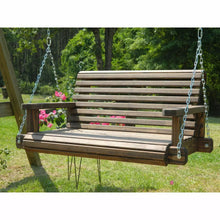 Load image into Gallery viewer, 3ft Cedar or Pine Rollback Porch Swing, Swing Chair, Patio Chair Swing, Tree Swing, Hanging Chair with Option to Personalize