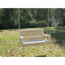 Load image into Gallery viewer, 3ft Cedar or Pine Rollback Porch Swing, Swing Chair, Patio Chair Swing, Tree Swing, Hanging Chair with Option to Personalize