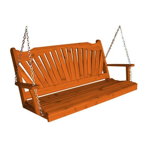 5' Fanback Porch Swing In Pine Wood