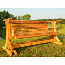 Load image into Gallery viewer, 5ft Cedar Wood Rollback Chain Glider Swing, Optional Engraved Lettering