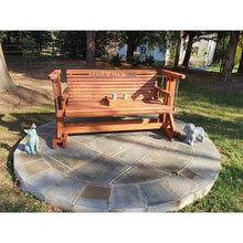 Load image into Gallery viewer, 4ft Cedar Wood Rollback Chain Glider Swing, Cedar Porch Swing, Love Seat, Engraved Lettering
