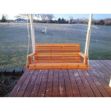 Load image into Gallery viewer, 4ft Cedar Rollback Porch Swing, Hanging Tree Swing, Porch Swing, Patio Swing, Bench