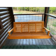 Load image into Gallery viewer, 4ft Solid Pine Rollback Porch Swing, Personalized Engraved Lettering