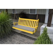 Load image into Gallery viewer, 5&#39; Traditional English Porch Swing Yellow Pine Wood