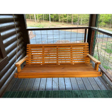 Load image into Gallery viewer, 5ft Pine Rollback Porch Swing Optional Letter Engraving
