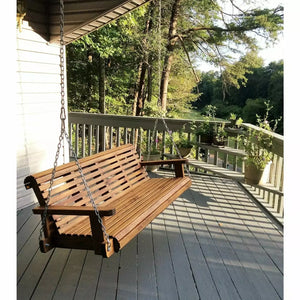 5ft Pine Rollback Porch Swing Optional Letter Engraving