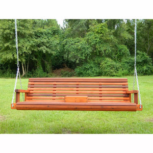 6ft Cedar Rollback Porch Swing, Oversize with Optional Engraving