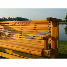 Load image into Gallery viewer, 6ft Cedar Rollback Chain Glider Swing Oversized, Engraved Letters Option