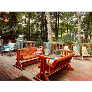 8ft Cedar Rollback Chain Glider Swing, Cedar Wood Porch Swing, Outdoor Bench, OVERSIZED Swing