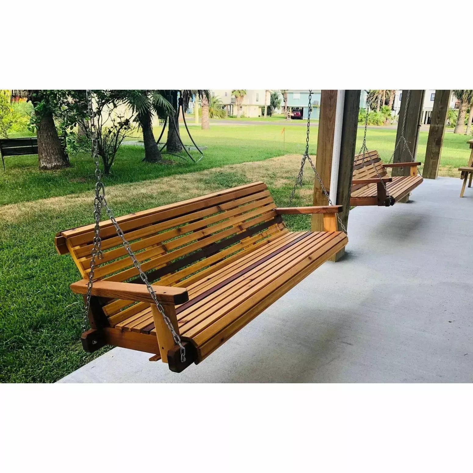 8ft Cedar Rollback Porch Swing Large Oversize Swing Bench Patio