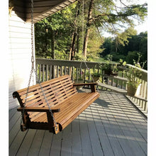 Load image into Gallery viewer, 8ft Cedar Rollback Porch Swing, Large Oversize Swing, Bench, Patio Swing, Swing Bed