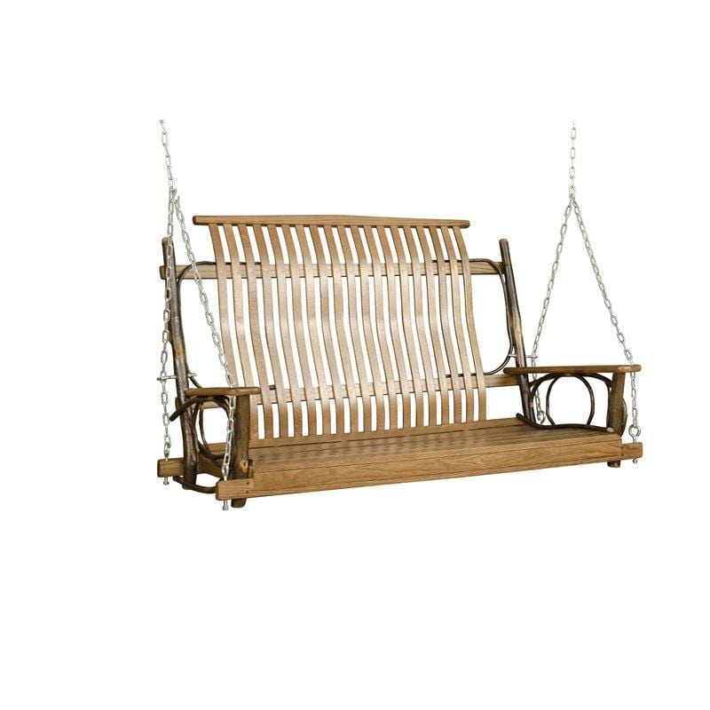 Rustic Hickory or Oak 5 Foot Straight Back Porch Swing