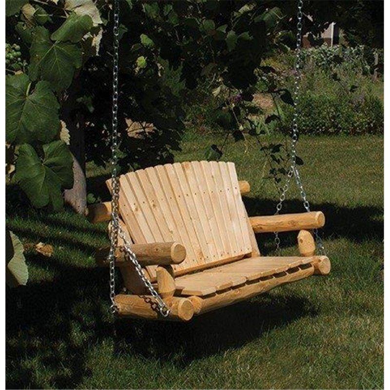 Unfinished White Cedar Log Rustic Porch Swing, 4, 5, 6, and 7 Foot long